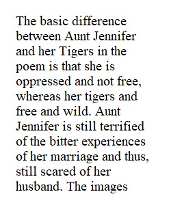 Class Discussion of Adrienne Rich, "Aunt Jennifer's Tigers" & T.S. Eliot, "The Love Song of J. Alfred Prufrock"